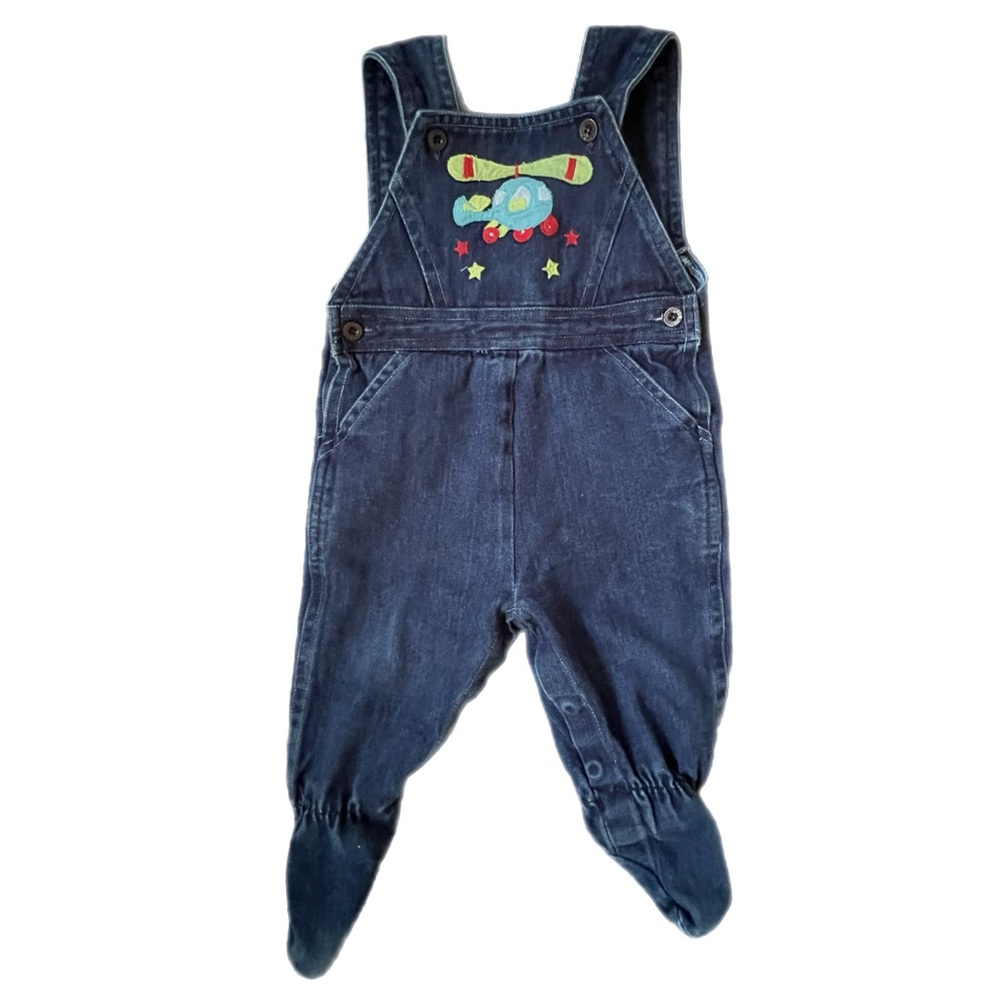 Vintage Joyeau Gamins (Happy Kids) Denim Footed Overalls -9m